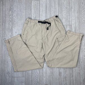 REI Nylon Hiking Convertible Pants Shorts Zip Belt Kahki Tan Beige Men L X 32